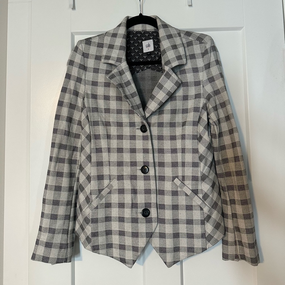 CAbi Black and Gray Checkered Blazer